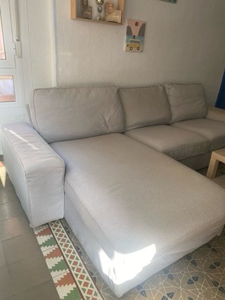 Sofá Cheslong Beige y Gris