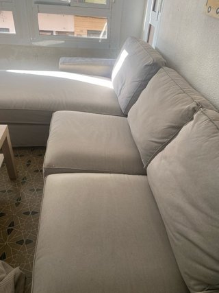Sofá Cheslong Beige y Gris