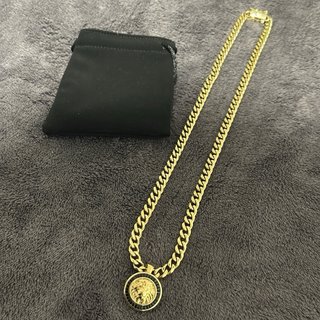 Cadena Cubana y Colgante León Oro Laminado