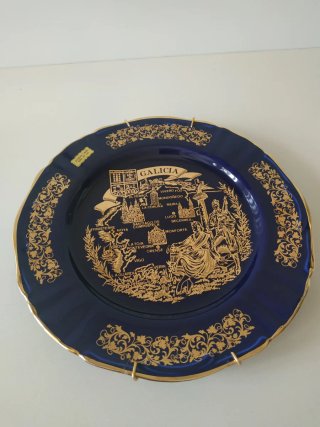 Plato Azul Cobalto y Oro Galicia