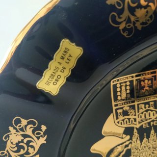 Plato Azul Cobalto y Oro Galicia