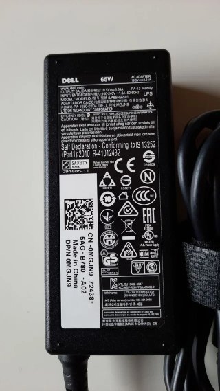 Cargador Dell 65W 19.5V 3.34A + Cable