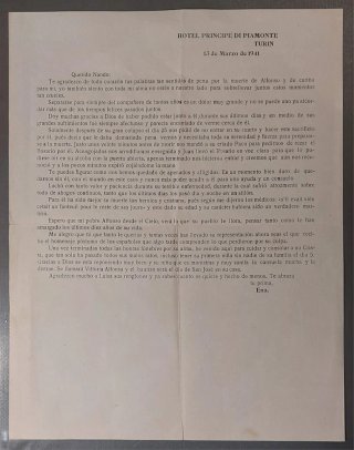 Carta Reina Victoria Eugenia 1941