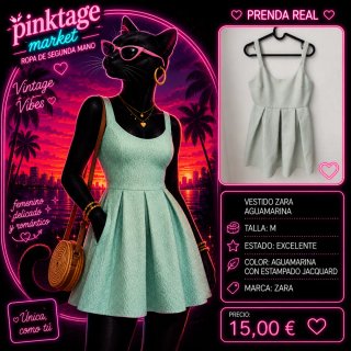 Vestido Zara Aguamarina Talla M