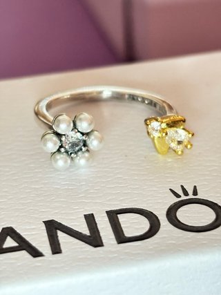 Anillo Pandora Abeja y Flor Ajustable