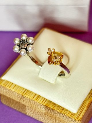 Anillo Pandora Abeja y Flor Ajustable