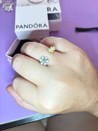 Anillo Pandora Abeja y Flor Ajustable