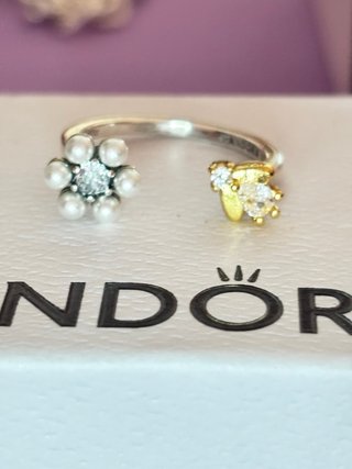 Anillo Pandora Abeja y Flor Ajustable