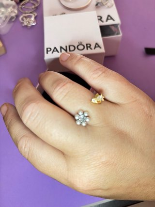 Anillo Pandora Abeja y Flor Ajustable
