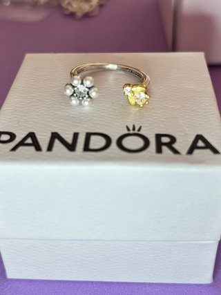 Anillo Pandora Abeja y Flor Ajustable
