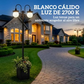 Farola Solar Jardín 2 Luces con Macetero