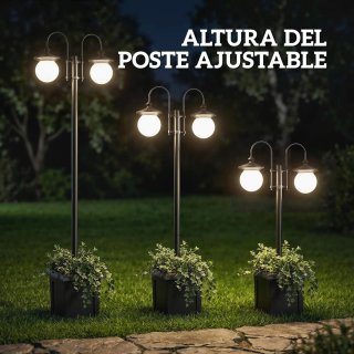 Farola Solar Jardín 2 Luces con Macetero