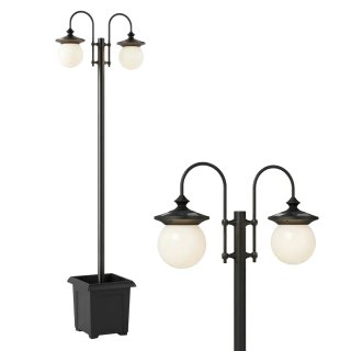 Farola Solar Jardín 2 Luces con Macetero