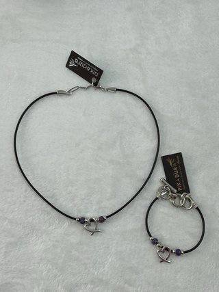 Pulsera y collar piedras moradas y baño de plata