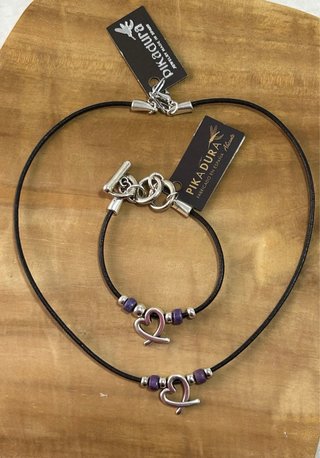 Pulsera y collar piedras moradas y baño de plata