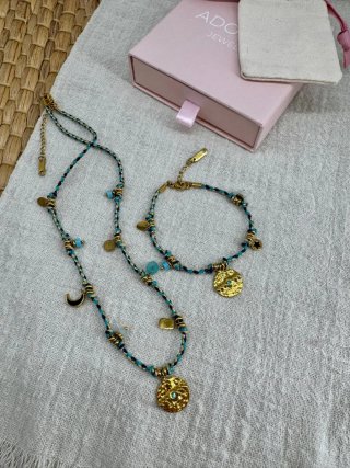 Pulsera acero inoxidable y baño de oro con colgant
