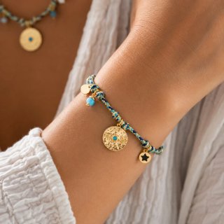 Pulsera acero inoxidable y baño de oro con colgant