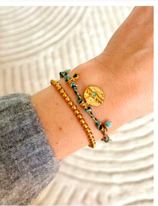 Pulsera acero inoxidable y baño de oro con colgant