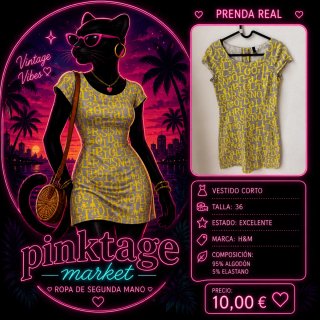Vestido H&M Retro Estampado Talla 36