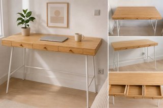 Escritorio Ikea Lillasen Bambú y Metal