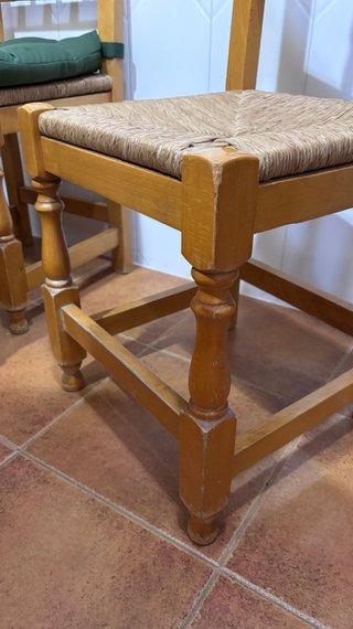 Conjunto 4 Sillas Madera Pino Asiento enea