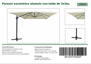 Sombrilla excéntrica 3x3m con base