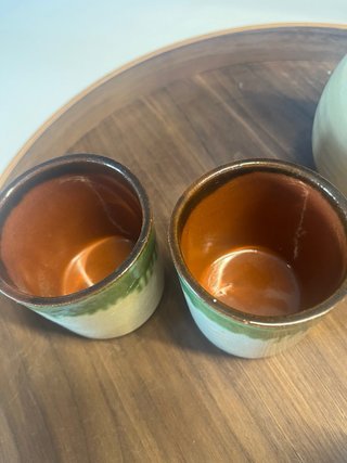 Jarra y 4 vasos de cerámica para sangria vintage