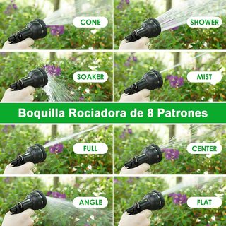 Manguera jardín extensible 15M con pistola 8