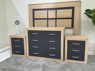 ️ Pack dormitorio completo – Cabecero + 2 mesitas + cómoda