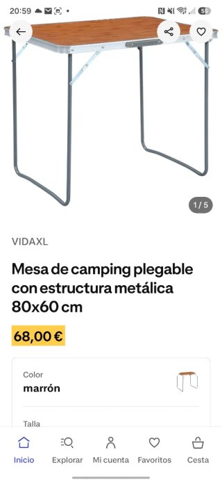 Mesa Quechua Plegable 60x80
