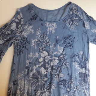 Mini abito azzurro con stampa a fiori in cotone XL