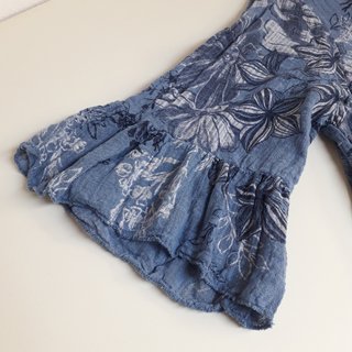 Mini abito azzurro con stampa a fiori in cotone XL