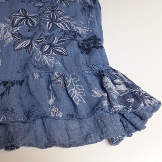 Mini abito azzurro con stampa a fiori in cotone XL