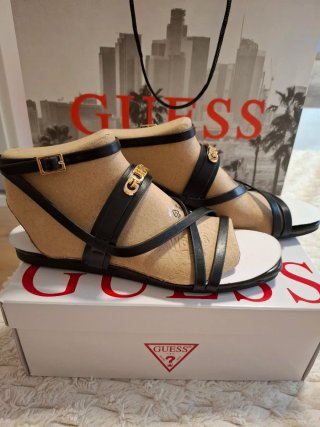 Sandalias Guess Negras y Doradas ORIGINAL