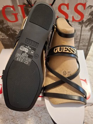 Sandalias Guess Negras y Doradas ORIGINAL