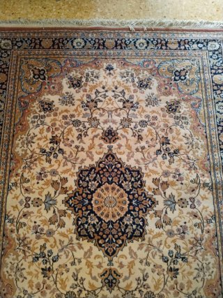 Alfombra Rectangular Lana Beige y Marrón