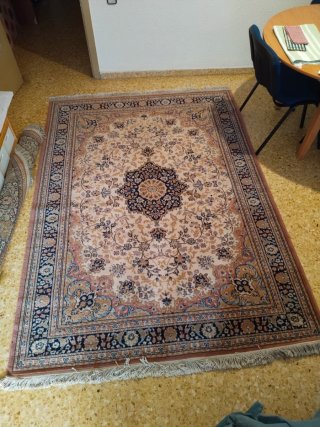 Alfombra Rectangular Lana Beige y Marrón