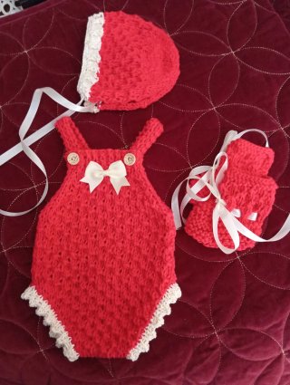Conjunto algodón recién nacido rojo