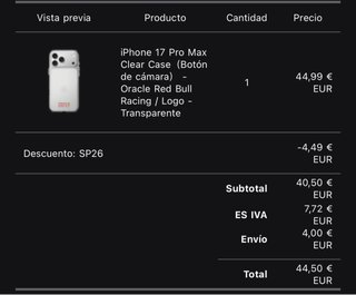 Funda Oracle Red Bull Racing iPhone 17 Pro Max