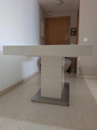Mesa Comedor Rectangular extensible Blanca Lacada