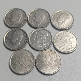Lote 8 monedas 10 Pesetas Juan Carlos I España