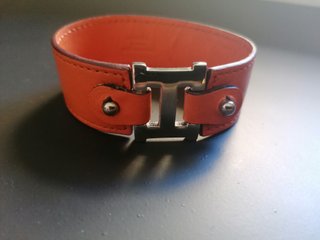 Pulsera Hermès Piel Ancha Vintage Naranja