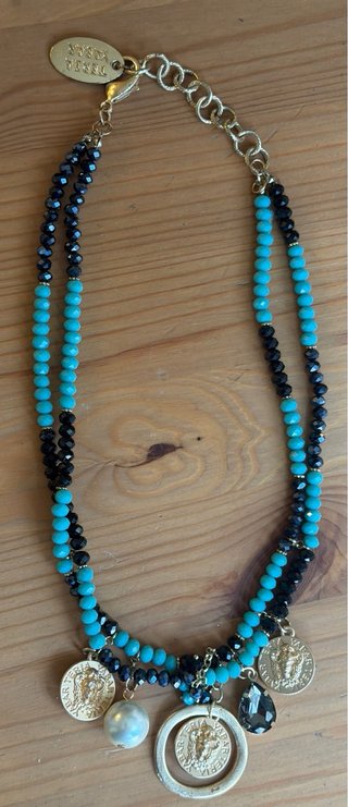 Collar Teria Yabar Turquesa y Negro