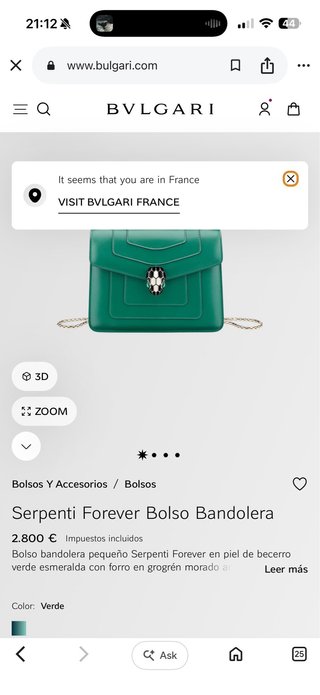 Bolsa Bvlgari Serpenti Forever Verde