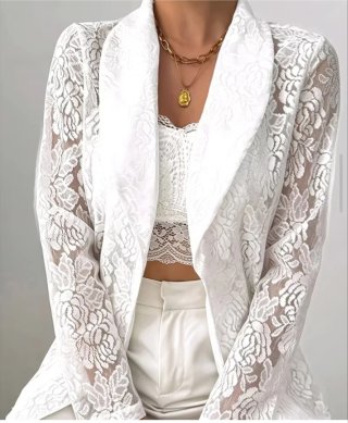 Chaqueta de encaje blanca+ reloj inteligente