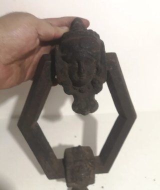 Tirador Puerta Antiguo Figura Cara