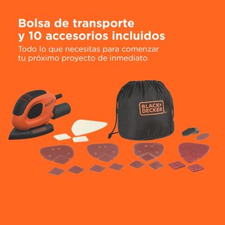 BLACK+DECKER lijadora compacta ligera accesorios