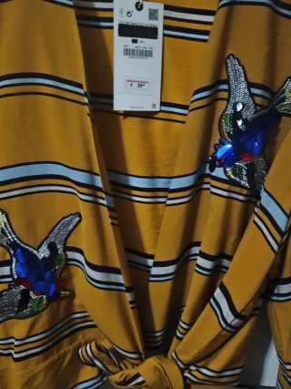 Kimono Zara Rayas Pájaros lentejuelas