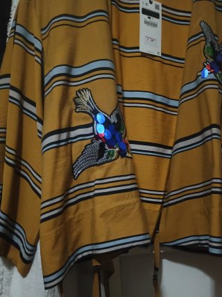 Kimono Zara Rayas Pájaros lentejuelas