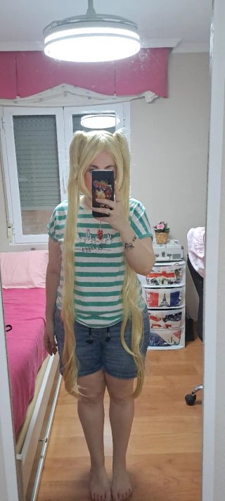 Peluca rubia con coletas